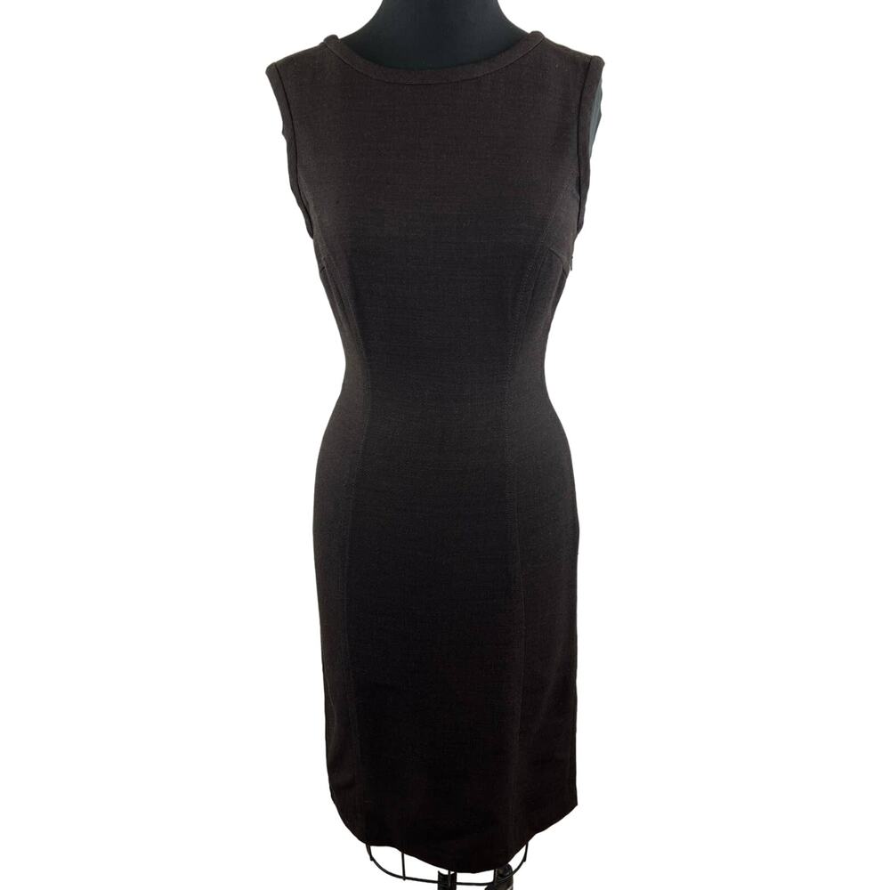 Yigal Azrouel Brown Sleeveless Round Neck Knee Length Women's Sheath Dress XS S